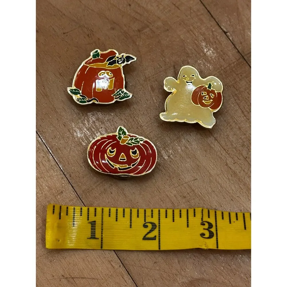 Vintage Halloween Enamel Jack-o’-lantern Ghost Pumpkin Button Covers